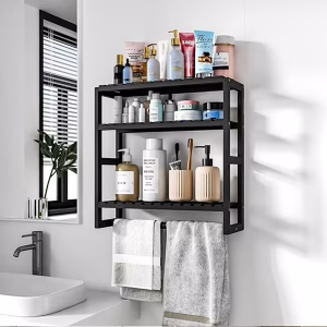 Bamworld Bamboo Bathroom Shelves Organizer Towel Rack for Storage